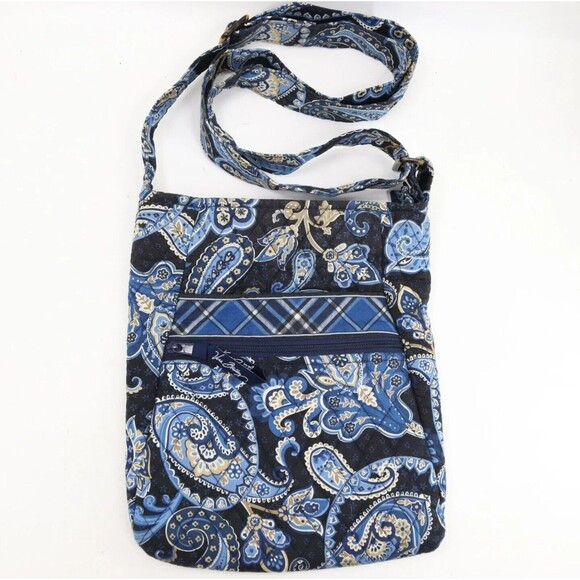 VERA BRADLEY Windsor Navy Paisley HIPSTER Crossbody Bag Purse Retired Patern GUC - Picture 1 of 7
